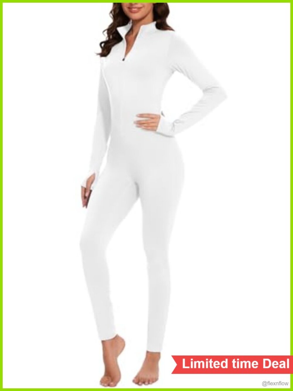 Long Sleeve Fleece Jumpsuit One Piece Zip Front Bodycon Romper